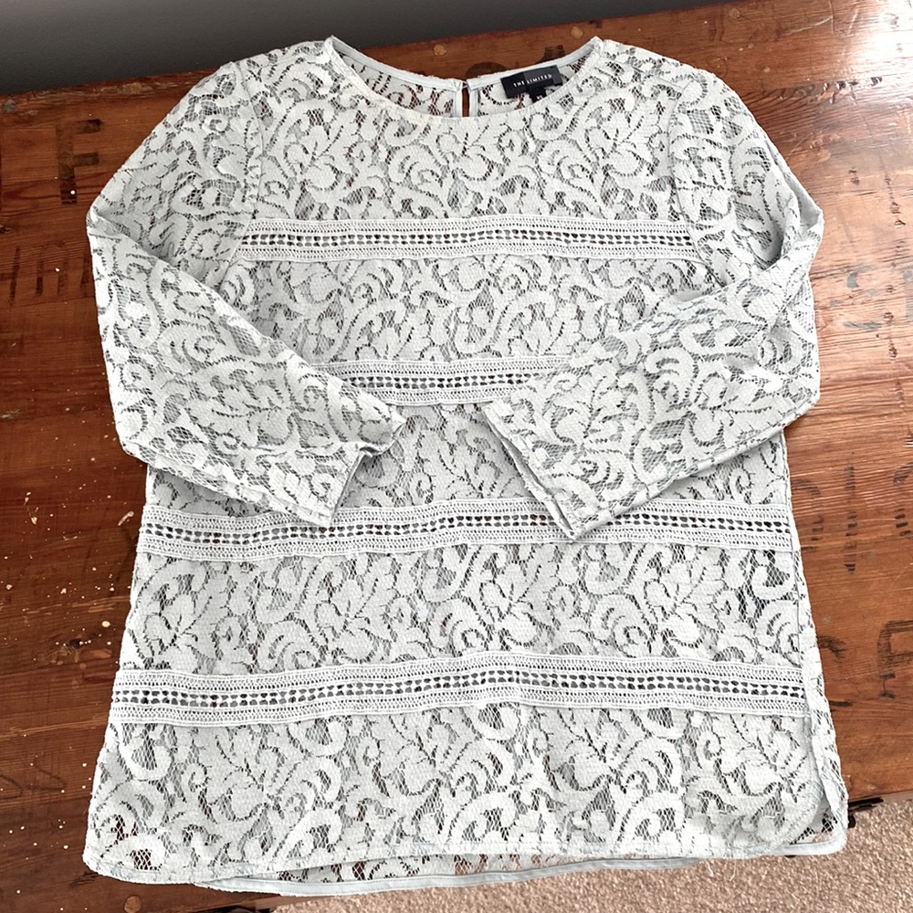 Lace Blue Long Sleeve Top